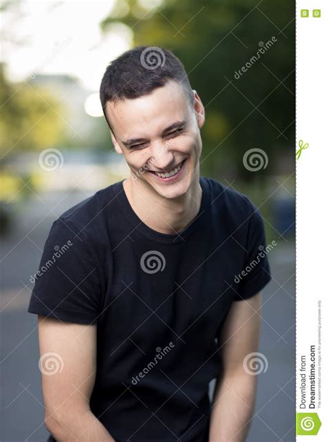 Young Man In Early 20s Laughing Smiling Stock Image Image Of Portrait