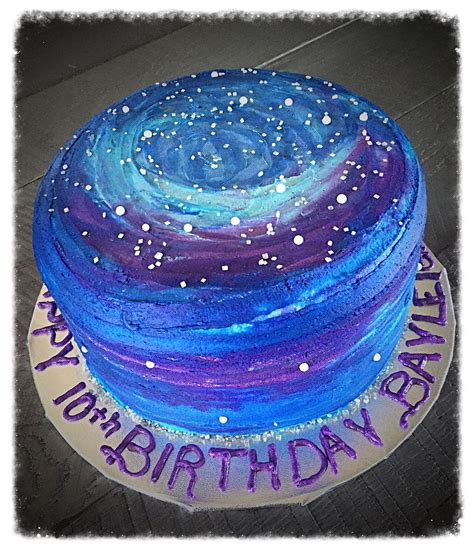 Galaxy Cake White Cake With Buttercream Icing Twin Birthday Cat