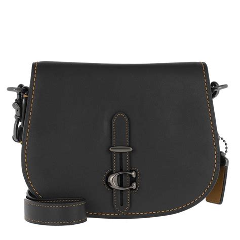 Glovetan Leather Saddle Bag Black Black Coach Shoulder Bags