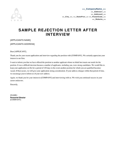 Job Rejection Letter Sample From Employee PDF Template