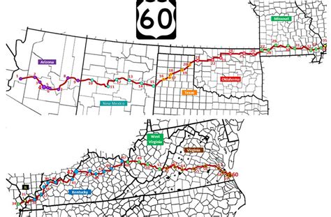 60 Cities On Us Route 60 A Dots On A Map Quiz By Purplebackpack89