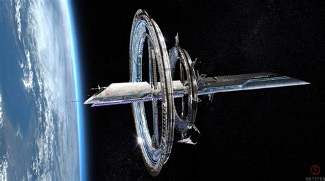 Artstation Orbital Space Station Concept Mitchell Stuart Spaceship