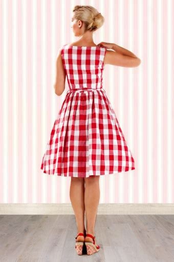 50s audrey picnic swing dress in red and white