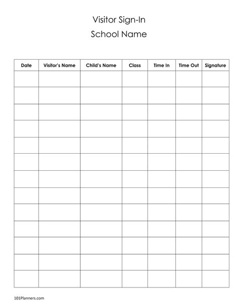 Free Sign Up Sheet Sign In Sheet Instant Download
