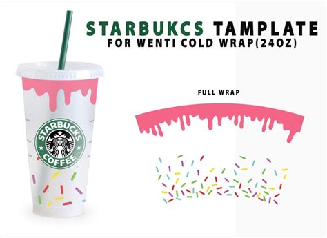 Donut Svg Starbucks Cup Svg – Starbucks Cold Cup Wrap SVG, Full Wrap