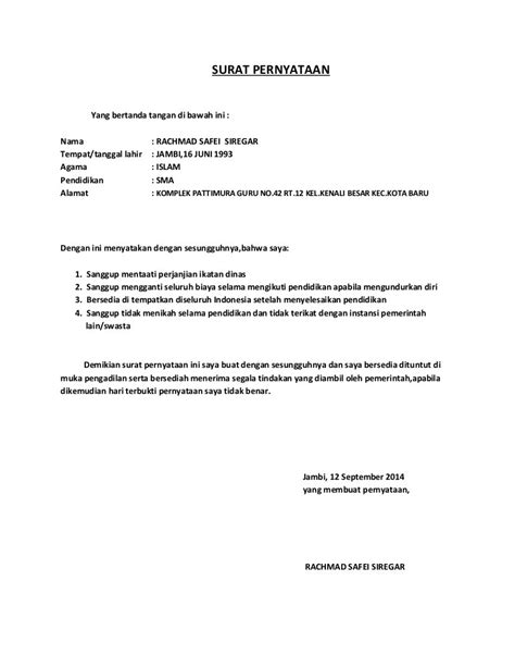 Setelah beberapa waktu lalu kita belajar mengenai contoh surat resmi , dan surat pernyataan sendiri memiliki beberapa jenis, seperti surat pernyataan kerja, surat pernyataan kesanggupan, surat pernyataan belum menikah. Contoh Surat Pernyataan Bersedia Mengganti Biaya Apabila ...