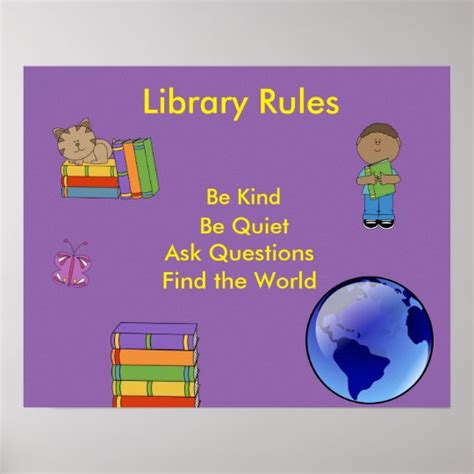 Classroom Posters Library Rules Poster Uk