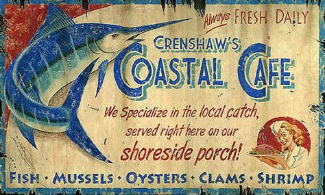 Vintage Beach Signs Coastal Café Large Vintage Beach Signs Cafe