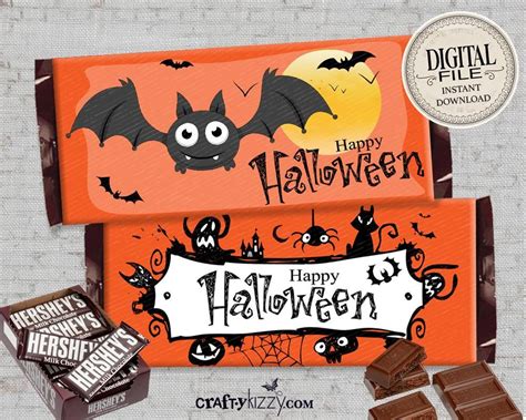 Halloween Chocolate Bar Wrapper Printable Favors Happy Halloween
