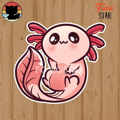 Kawaii Axolotl Sticker Chibi Axolotl Sticker Axolotl Etsy