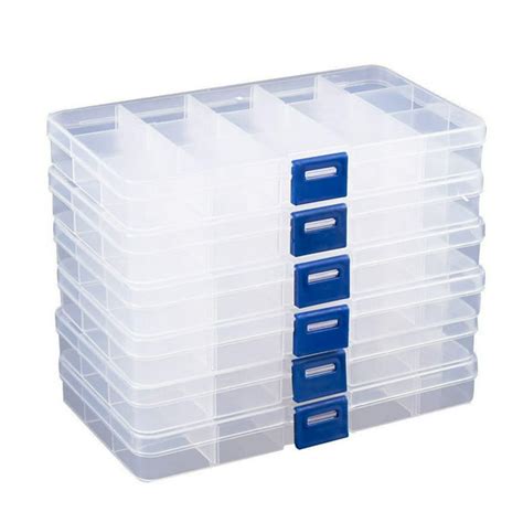 Juvale Clear Jewelry Box 6 Pack Plastic Bead Storage Container