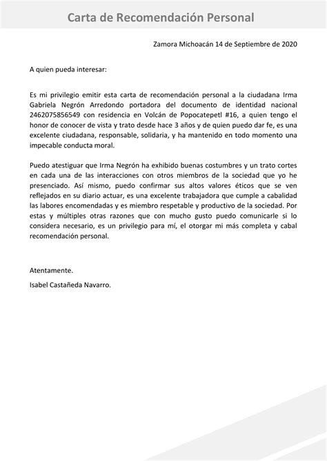What Is A Personal Recommendation Letter Creyentes Diverses News