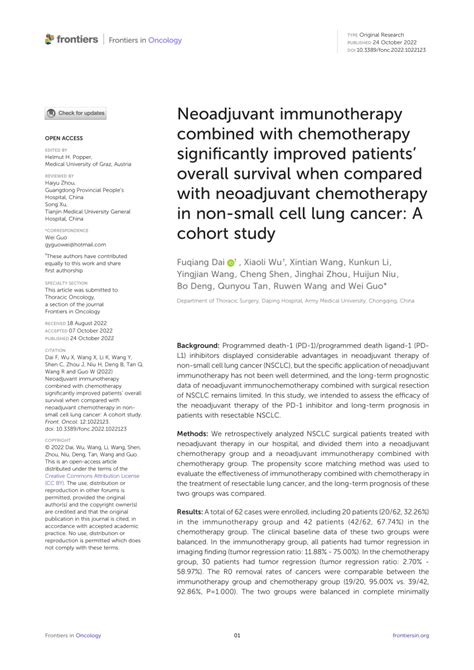 Pdf Neoadjuvant Immunotherapy Combined With Chemotherapy