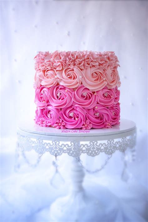 Pink Ombre Rosette Cake Using Wilton Tip 1m Rosette Cake Buttercream