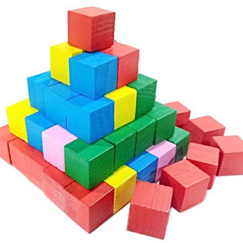 20pcsset 2 Cm Colorful Wooden Stacking Up Building Blocks Square Cubes