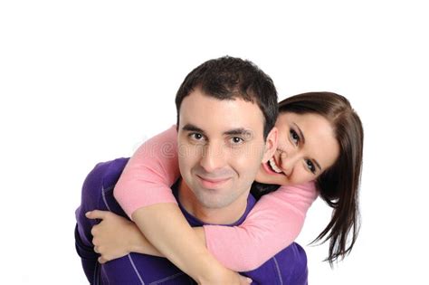 Pretty Young Couple In Love Embracing Isolated Stock Photo Image Of