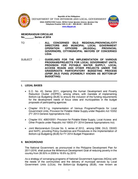 Bub Dilg Memo Circular 2014 530 Existing Guidelines Republic Of The