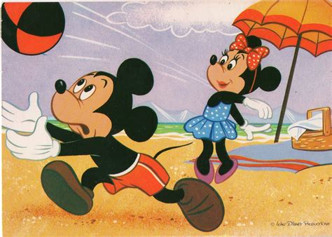 Palphot Disney Postcard 3377 Mickey And Minnie Mouse At The Beach