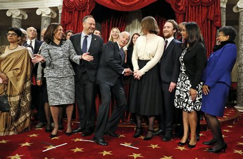 joe biden final senate swearing in jokes smiles and selfies cbs news