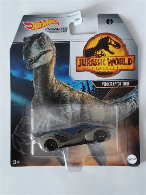 Hot Wheels Jurassic World Dominion Character Car Velociraptor Blue 3 Of