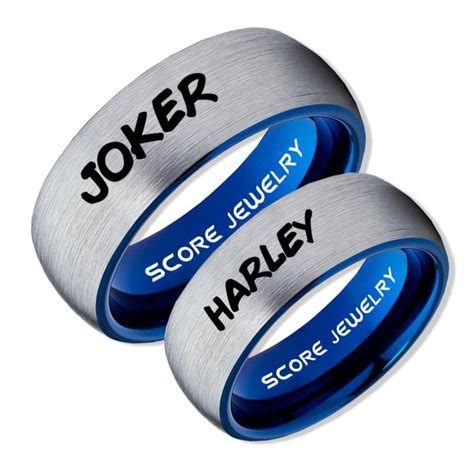 2 Piece Couple Set Joker And Harley Rings Cosplay Ring Silver Joker