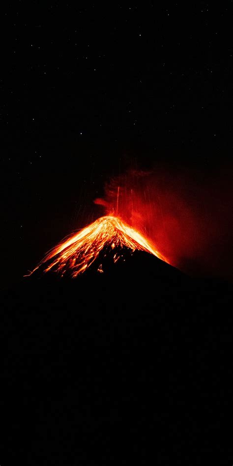 1440x2880 Minimal Peak On Fire Volcano Wallpaper Phone Wallpaper