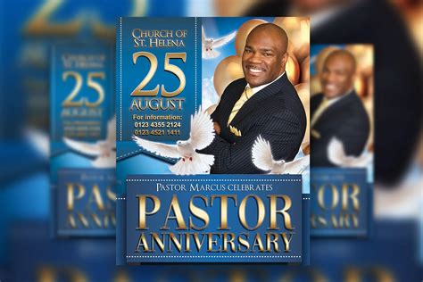 Clean Bold Pastor Anniversary Flyer And Facebook Cover Templates Free