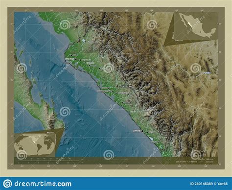 Sinaloa Mexico Wiki Labelled Points Of Cities Stock Illustration
