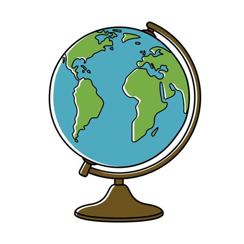 Earth Globe Planet Map Of Continents Of World Vector Illustration In