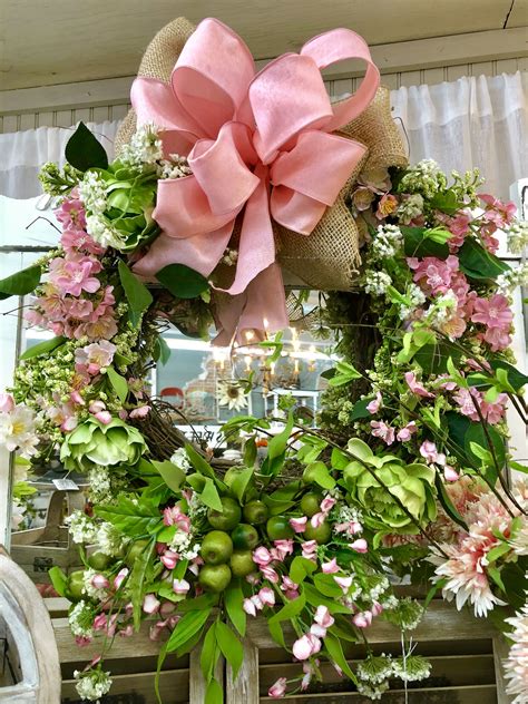 Pink And Green Wreath Wreath Pinkandgreen Customwreath Floralwreath