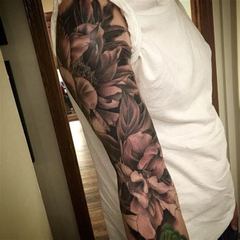 Black And White Flower Half Sleeve Tattoo ~ 40 Attractive Sleeve