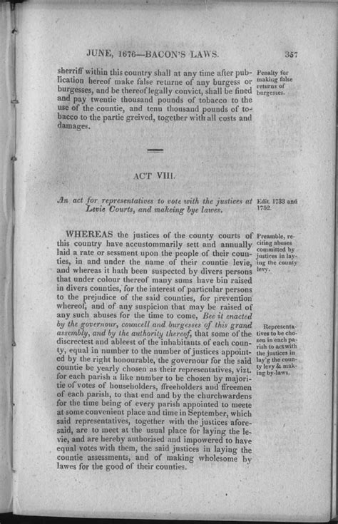 Hening’s Statutes At Large Volume 2 Page 357 Encyclopedia Virginia