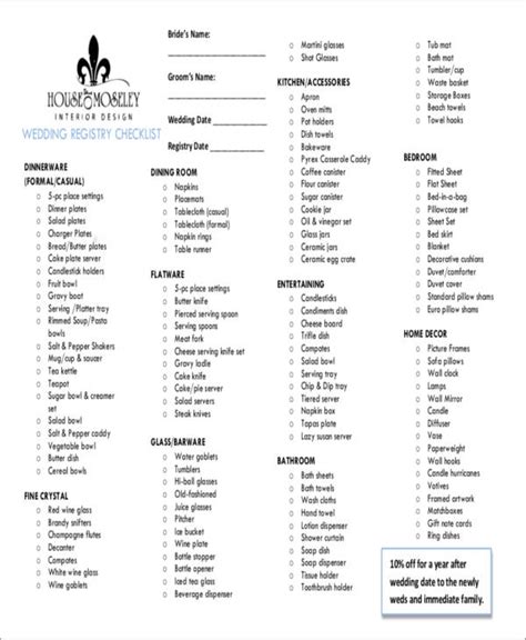 FREE Wedding Registry Checklists In PDF Google Docs Pages MS Word