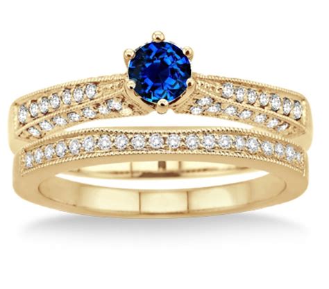 ➤➤ see this ring in more detail: 2 Carat Sapphire and Diamond Antique Bridal Set Engagement ...