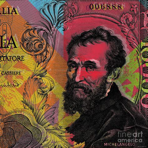 Michelangelo 10000 Lire Banknote Portrait Digital Art By