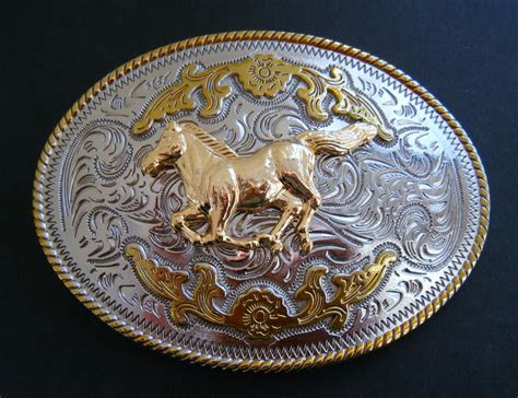 Two Toned Gold Silver Horse Animal Western Belt Buckle Buckles