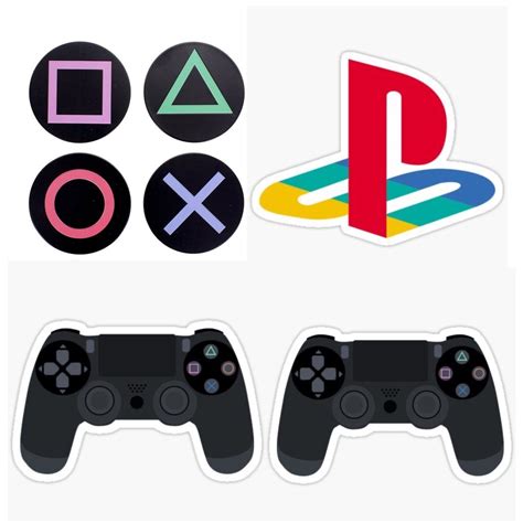 Four Different Video Game Controllers Stickers On A White Background