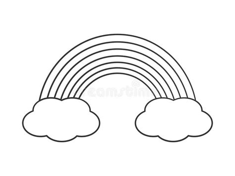 Rainbow And Clouds Coloring Page