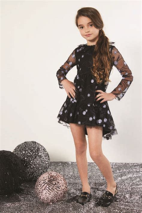 Tween Girl Candice Mesh Dress In Black Bardot Junior
