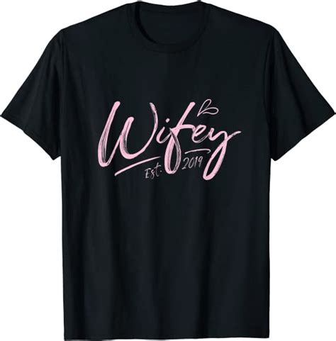 Wifey Est 2019 Newlywed Tshirt Hubby And Wifey Couple T Tee Uk Clothing