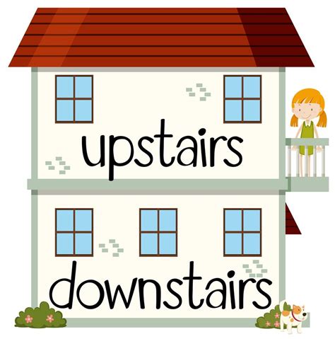 Opposite Wordcard For Upstairs And Downstairs 448671 Vector Art At Vecteezy