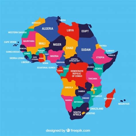 This blank color map of africa was created for teachers to use in the classroom for displays or lessons. Free Vector | Map of africa continent with different colors
