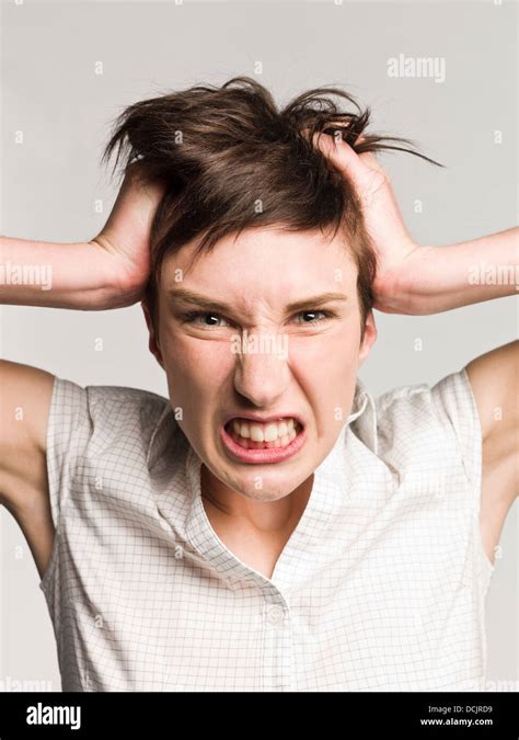 Portrait Of An Angry Woman Stock Photo Alamy