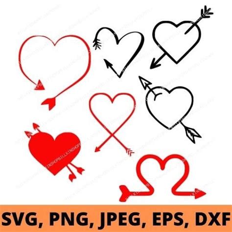 Heart Arrow Svg Cut File Heart Monogram Frame Love Valentine Etsy