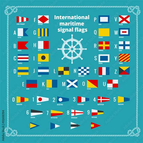 International Maritime Signal Flags Sea Alphabet Flat Vector