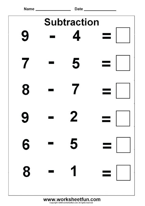 Free Printable Subtraction Worksheet For First Grade Subtraction 2