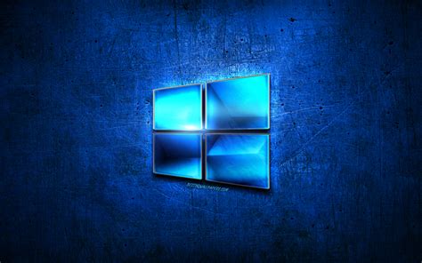 Scarica Sfondi Windows 10 Blu Logo In Metallo Microsoft Metallo