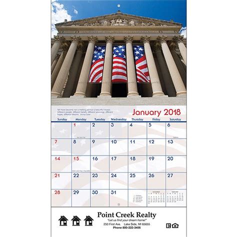 America Wall Calendar Patriotic Promotional Items Custom Calendars