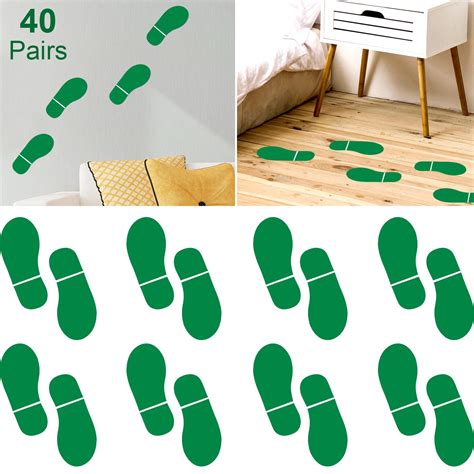 Buy 40 Pairs Shoes Footprint Stickers Green Removable Footprint Decal
