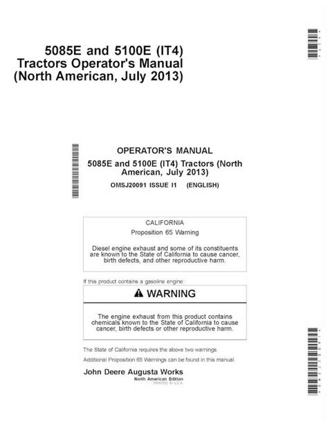 John Deere 5085e 5100e It4 Tractor Pdf Operators Manual